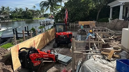 Waterfront construction with equipment