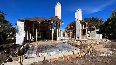 Framed building under construction